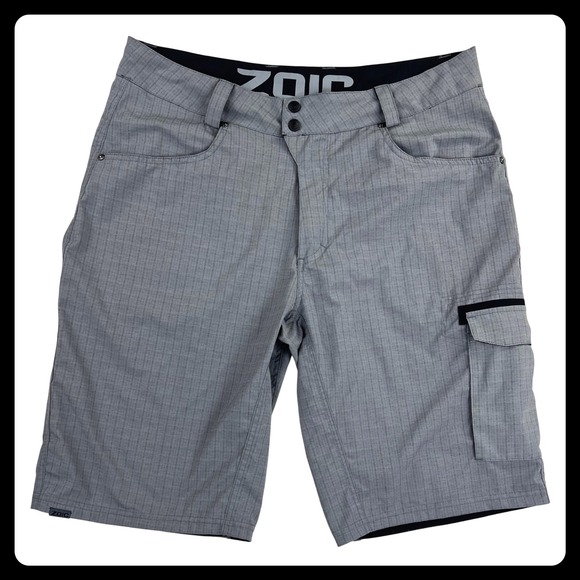 Zoic Other - Zoic Ether Mountain Bike Shorts Men's XL Gray Check Stretch Cargo MTB Trail 12"